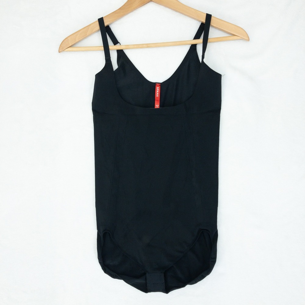 Spanx Oncore Open Bust Brief Bodysuit Womens Medium Black  Sculpt Shaping